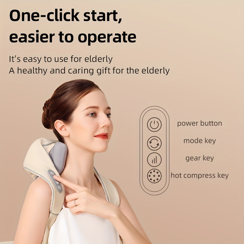 Premium Neck and Shoulder Massager with Heat Shiatsu Kneading Electric Massage Shawl Rechargeable for Back Neck Arms Gym Work Daily Use Comfort