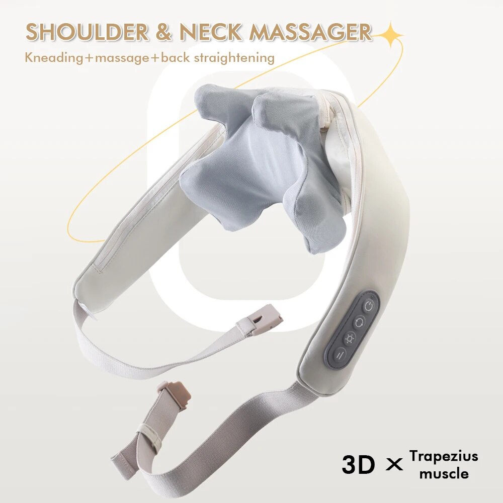 Premium Neck and Shoulder Massager with Heat Shiatsu Kneading Electric Massage Shawl Rechargeable for Back Neck Arms Gym Work Daily Use Comfort