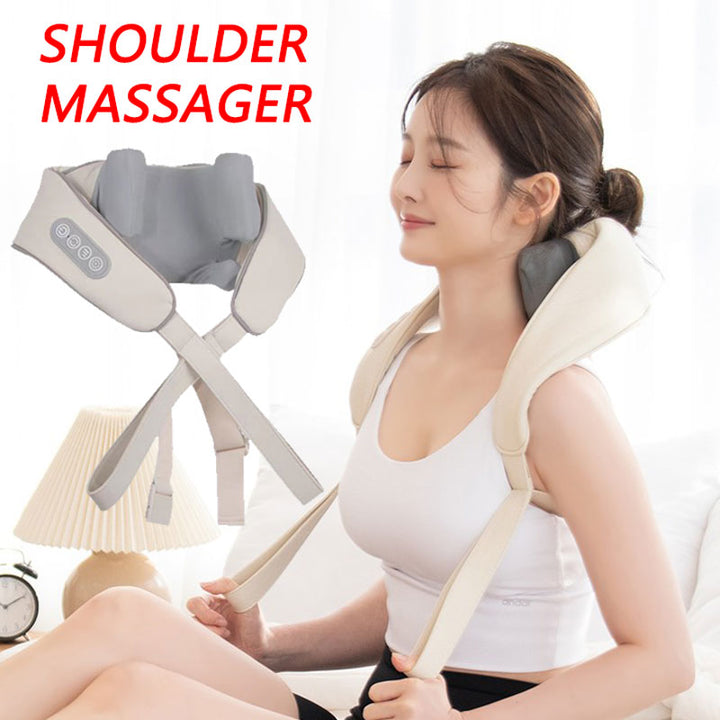 Premium Neck and Shoulder Massager with Heat Shiatsu Kneading Electric Massage Shawl Rechargeable for Back Neck Arms Gym Work Daily Use Comfort