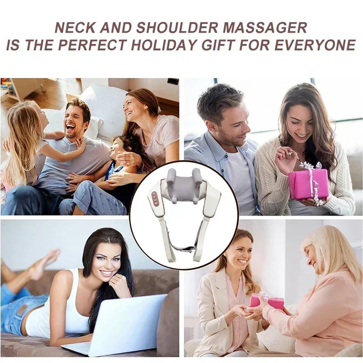 Premium Neck and Shoulder Massager with Heat Shiatsu Kneading Electric Massage Shawl Rechargeable for Back Neck Arms Gym Work Daily Use Comfort