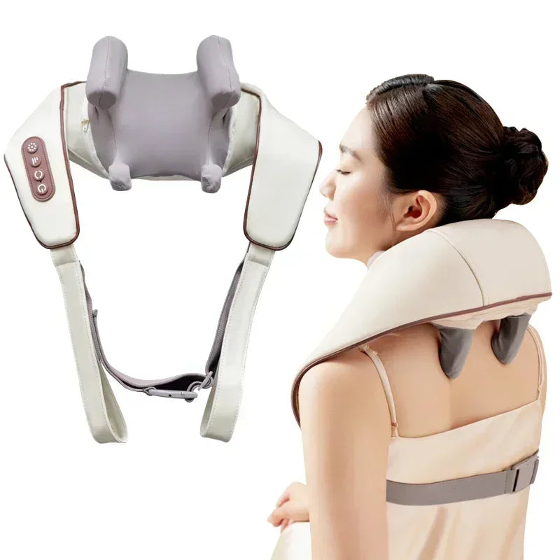 Premium Neck and Shoulder Massager with Heat Shiatsu Kneading Electric Massage Shawl Rechargeable for Back Neck Arms Gym Work Daily Use Comfort
