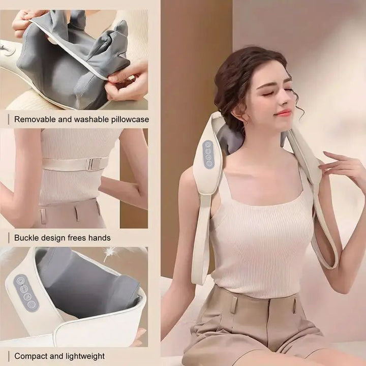 Premium Neck and Shoulder Massager with Heat Shiatsu Kneading Electric Massage Shawl Rechargeable for Back Neck Arms Gym Work Daily Use Comfort