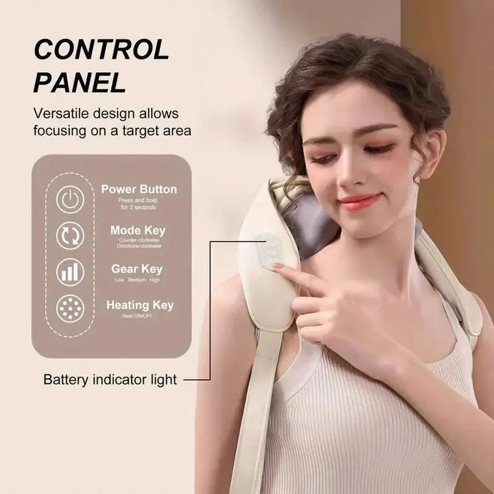 Premium Neck and Shoulder Massager with Heat Shiatsu Kneading Electric Massage Shawl Rechargeable for Back Neck Arms Gym Work Daily Use Comfort