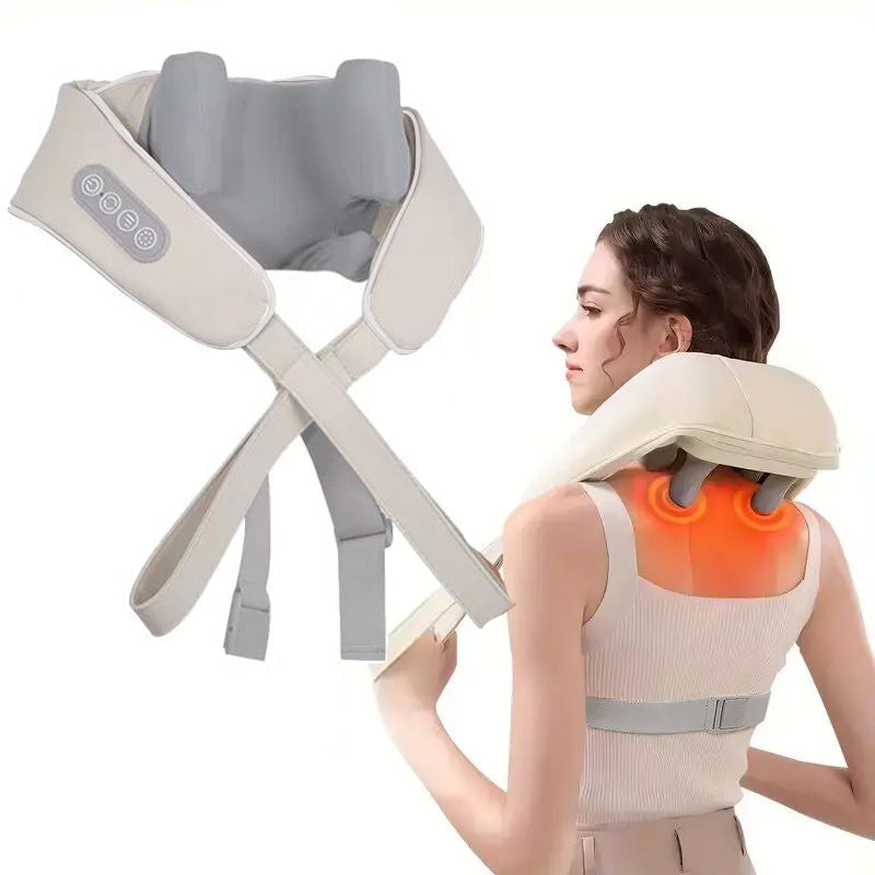 Premium Neck and Shoulder Massager with Heat Shiatsu Kneading Electric Massage Shawl Rechargeable for Back Neck Arms Gym Work Daily Use Comfort