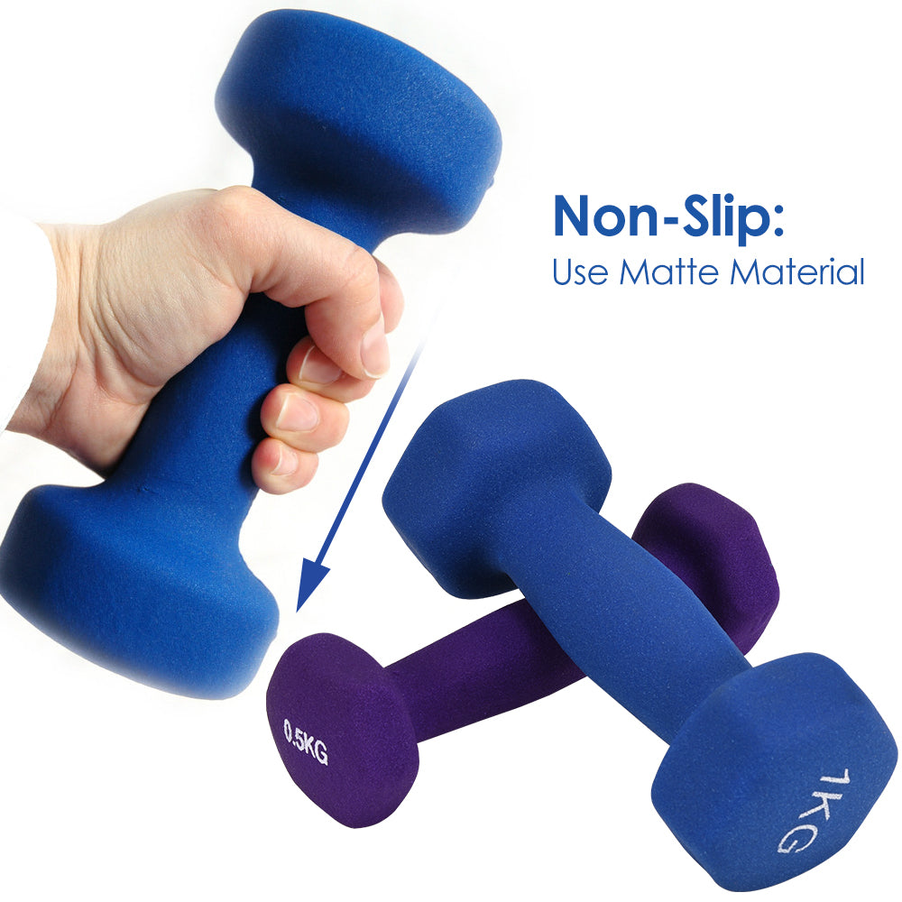 Premium Neoprene Dumbbell Non Slip Single Weight 1.1lb 2.2lb 4.4lb Hand Weight Compact Fitness Dumbbell for Home Gym Workout Training Daily Use
