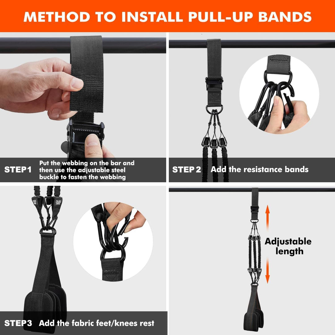 Premium Pull Up Assistance Band Adjustable Resistance Training Strap Steel Buckle Support Band for Home Gym Pull Ups Strength Training Daily Use