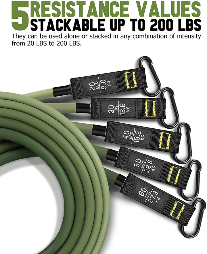 Premium Resistance Band Set 5 Tube Bands 10 to 60lbs Adjustable Fitness Bands with Handles Ankle Straps Door Anchor for Home Gym Full Body Workout