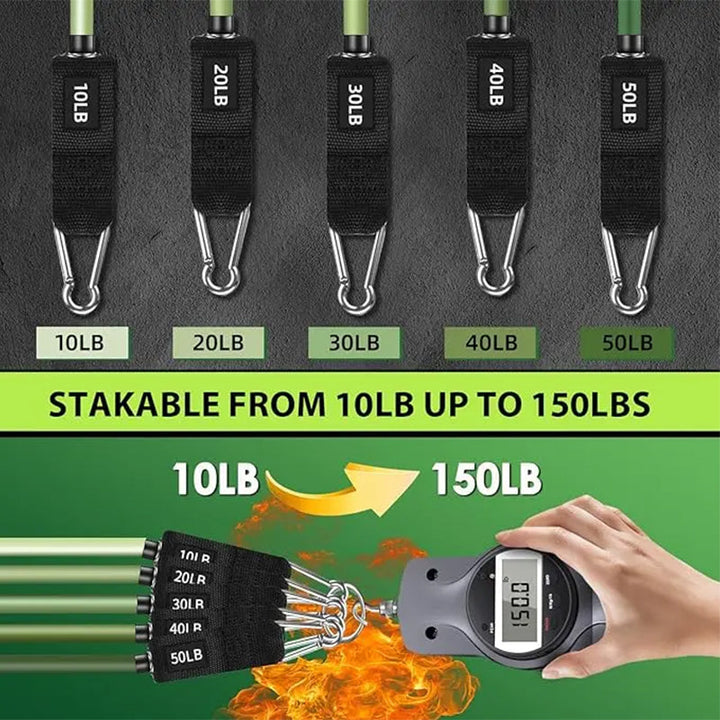 Premium Resistance Band Set 5 Tube Bands 10 to 60lbs Adjustable Fitness Bands with Handles Ankle Straps Door Anchor for Home Gym Full Body Workout