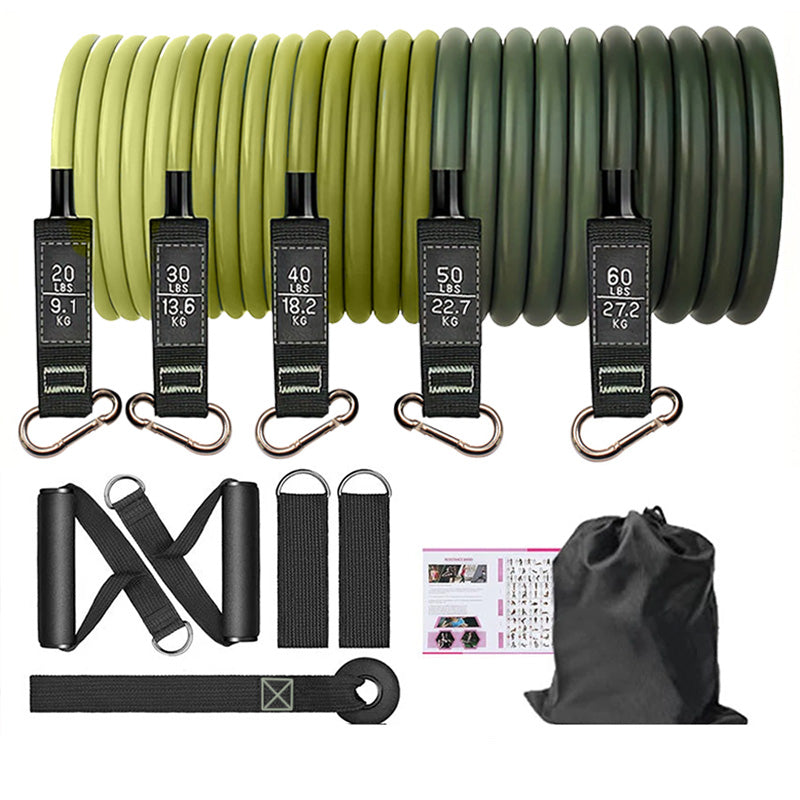 Premium Resistance Band Set 5 Tube Bands 10 to 60lbs Adjustable Fitness Bands with Handles Ankle Straps Door Anchor for Home Gym Full Body Workout