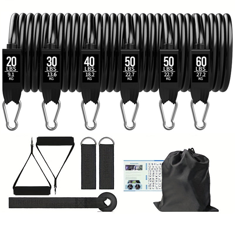 Premium Resistance Band Set 5 Tube Bands 10 to 60lbs Adjustable Fitness Bands with Handles Ankle Straps Door Anchor for Home Gym Full Body Workout