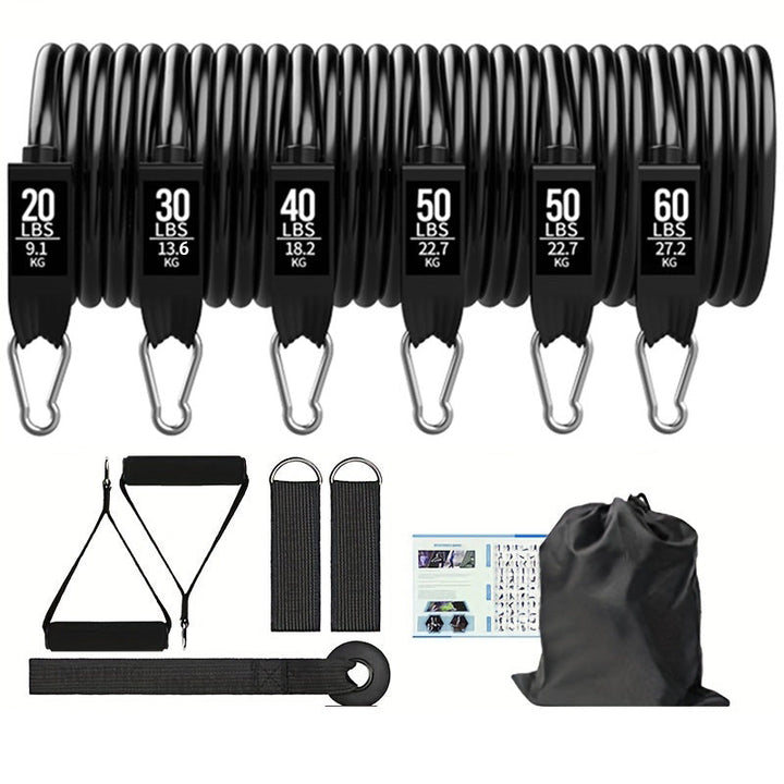 Premium Resistance Band Set 5 Tube Bands 10 to 60lbs Adjustable Fitness Bands with Handles Ankle Straps Door Anchor for Home Gym Full Body Workout