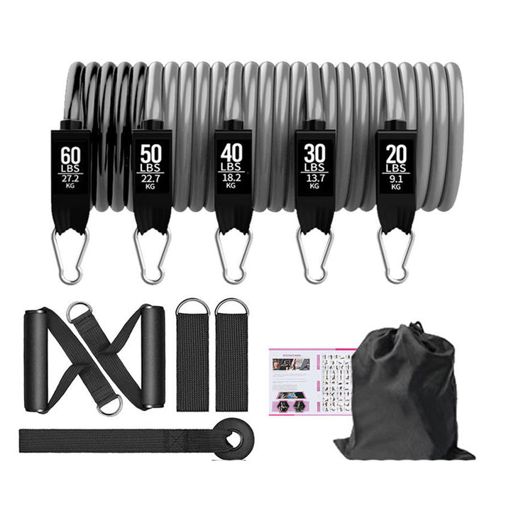 Premium Resistance Band Set 5 Tube Bands 10 to 60lbs Adjustable Fitness Bands with Handles Ankle Straps Door Anchor for Home Gym Full Body Workout