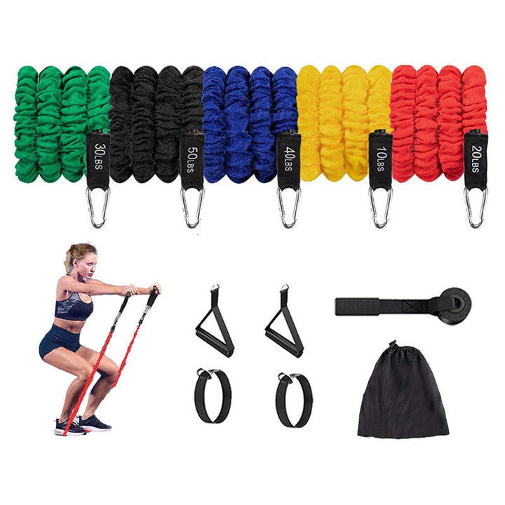 Premium Resistance Band Set 5 Tube Bands 10 to 60lbs Adjustable Fitness Bands with Handles Ankle Straps Door Anchor for Home Gym Full Body Workout