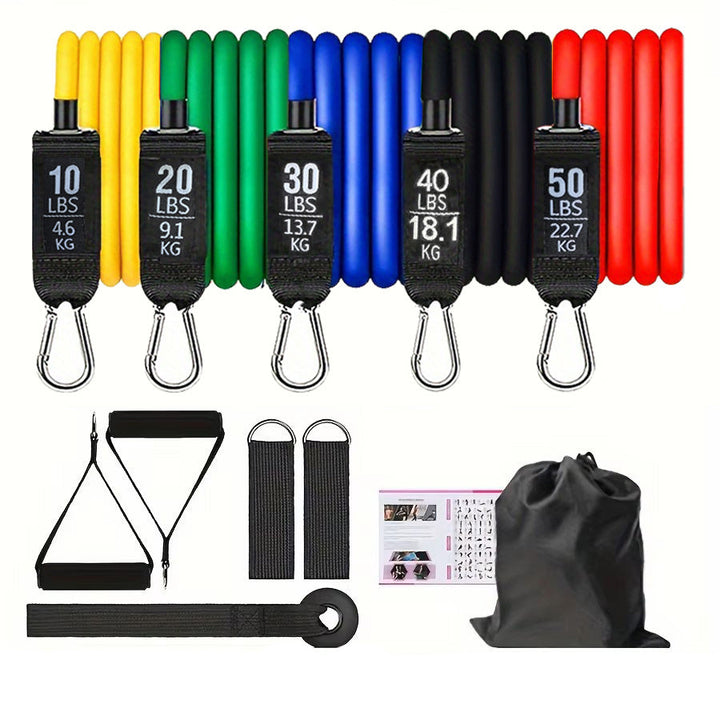 Premium Resistance Band Set 5 Tube Bands 10 to 60lbs Adjustable Fitness Bands with Handles Ankle Straps Door Anchor for Home Gym Full Body Workout