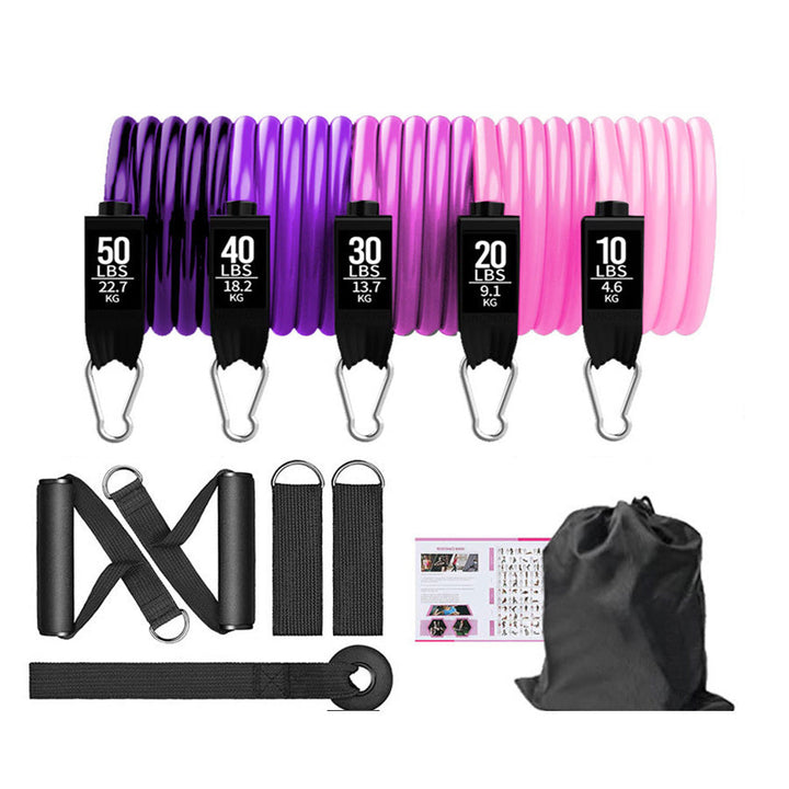 Premium Resistance Band Set 5 Tube Bands 10 to 60lbs Adjustable Fitness Bands with Handles Ankle Straps Door Anchor for Home Gym Full Body Workout
