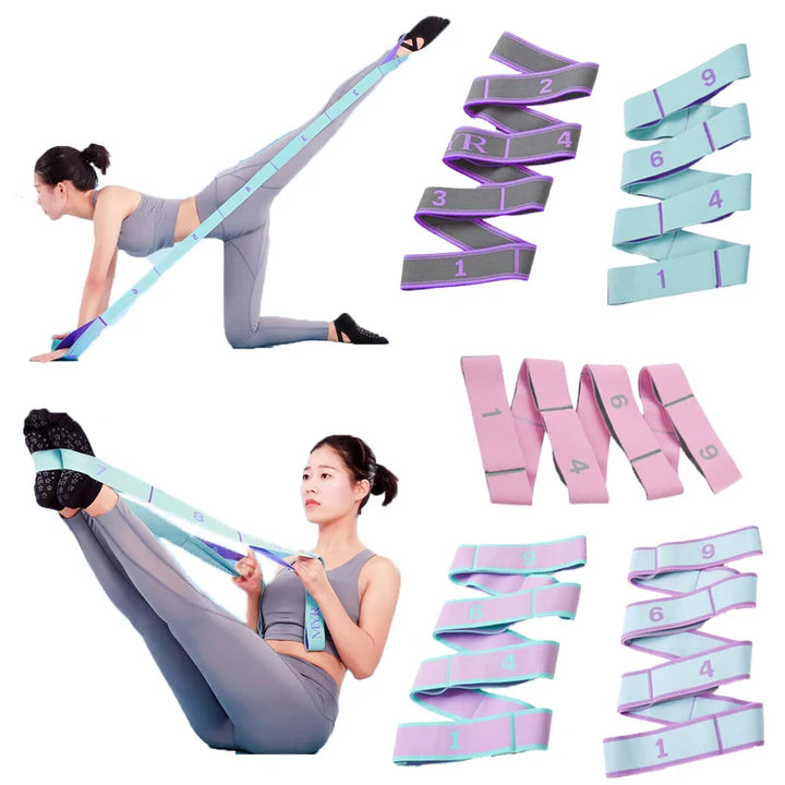 Premium Resistance Band Yoga Pilates Strap Adjustable Elastic Training Band 8 9 Grid Stretching Fitness Band Portable for Gym Home Workout Daily Use
