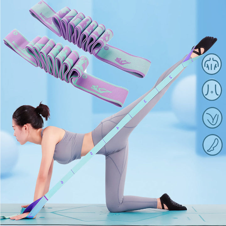 Premium Resistance Band Yoga Pilates Strap Adjustable Elastic Training Band 8 9 Grid Stretching Fitness Band Portable for Gym Home Workout Daily Use