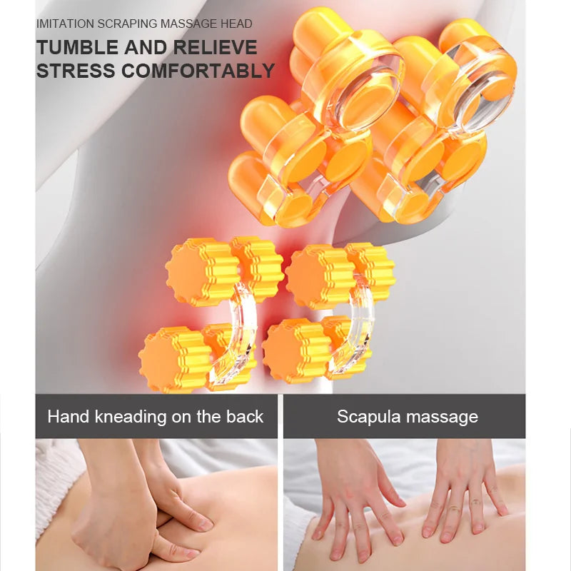 Premium Shiatsu Neck Back Massager Pillow Electric Cushion Infrared Heat 18 Rollers 3 Speed Kneading Portable for Home Office Car Travel Daily Use
