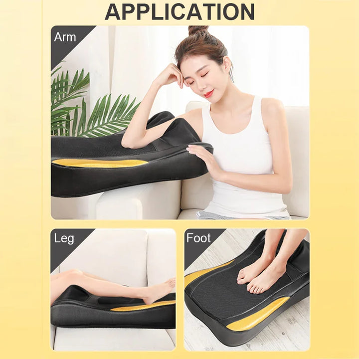 Premium Shiatsu Neck Back Massager Pillow Electric Cushion Infrared Heat 18 Rollers 3 Speed Kneading Portable for Home Office Car Travel Daily Use