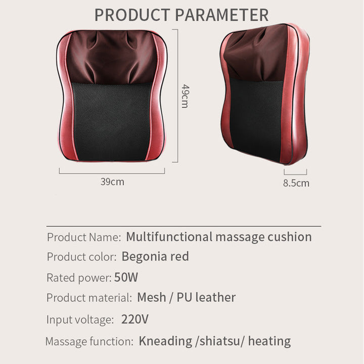 Premium Shiatsu Neck Back Massager Pillow Electric Cushion Infrared Heat 18 Rollers 3 Speed Kneading Portable for Home Office Car Travel Daily Use