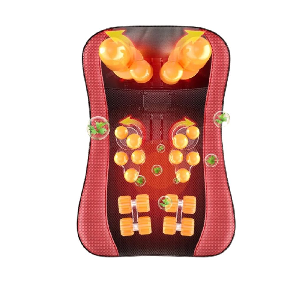 Premium Shiatsu Neck Back Massager Pillow Electric Cushion Infrared Heat 18 Rollers 3 Speed Kneading Portable for Home Office Car Travel Daily Use