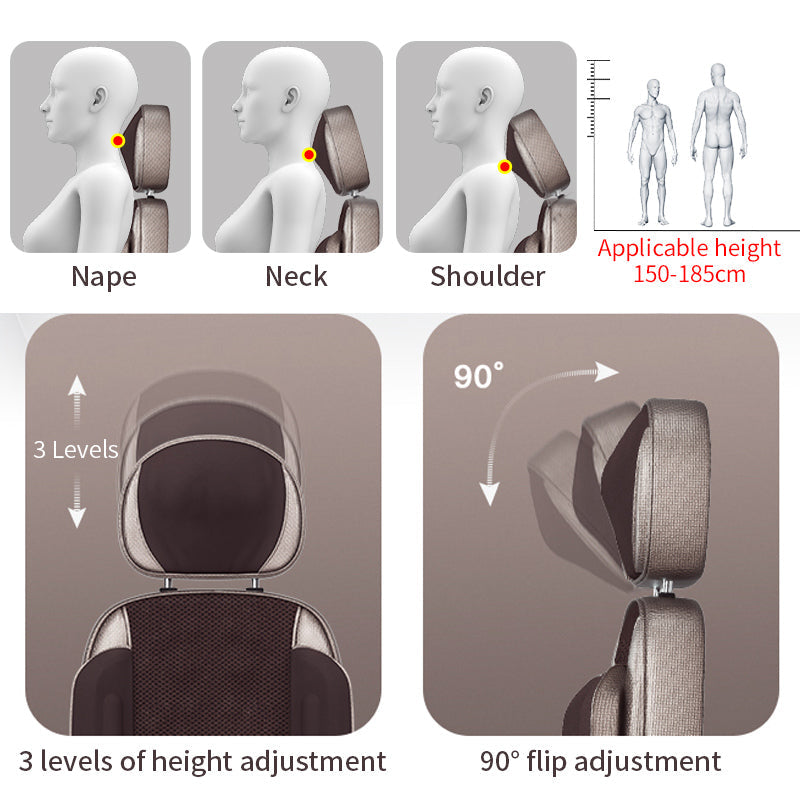 Premium Shiatsu Neck Back Massager Pillow Electric Cushion Infrared Heat 18 Rollers 3 Speed Kneading Portable for Home Office Car Travel Daily Use