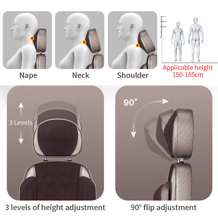 Premium Shiatsu Neck Back Massager Pillow Electric Cushion Infrared Heat 18 Rollers 3 Speed Kneading Portable for Home Office Car Travel Daily Use