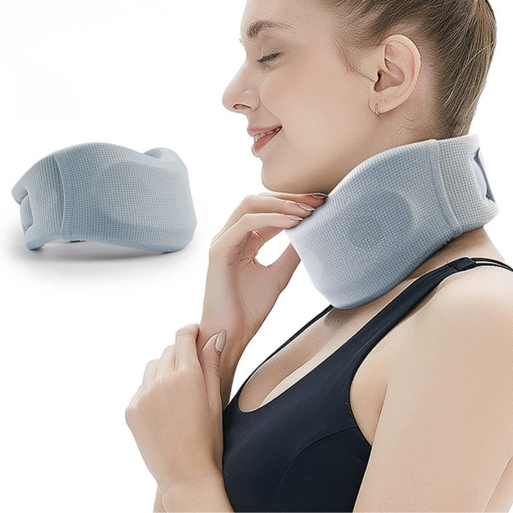 Premium Silicone Neck Brace Adjustable Support Collar Waterproof Breathable Neck Support V Shape Design for Home Work Travel Daily Use Sizes S M L XL