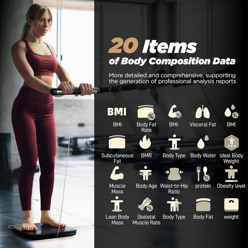 Premium Smart Body Fat Scale Digital Body Composition Scale Bluetooth BMI Tracker 180kg High Precision App Sync Rechargeable or AAA Home Daily Use