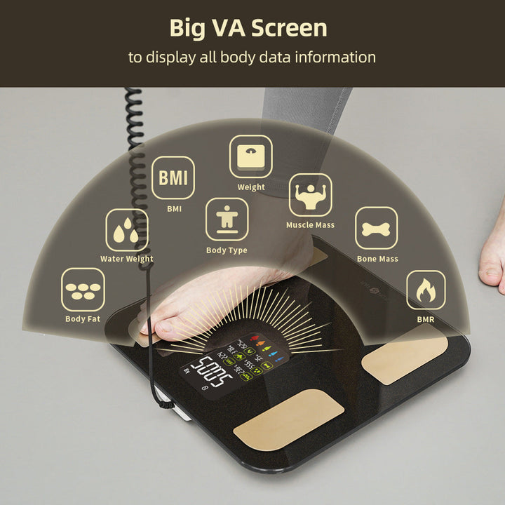 Premium Smart Body Fat Scale Digital Body Composition Scale Bluetooth BMI Tracker 180kg High Precision App Sync Rechargeable or AAA Home Daily Use