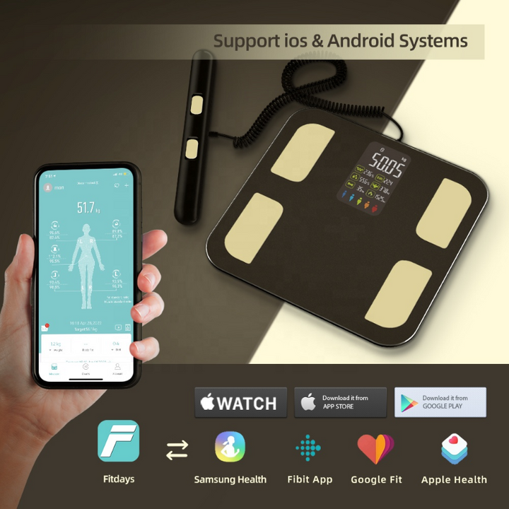 Premium Smart Body Fat Scale Digital Body Composition Scale Bluetooth BMI Tracker 180kg High Precision App Sync Rechargeable or AAA Home Daily Use