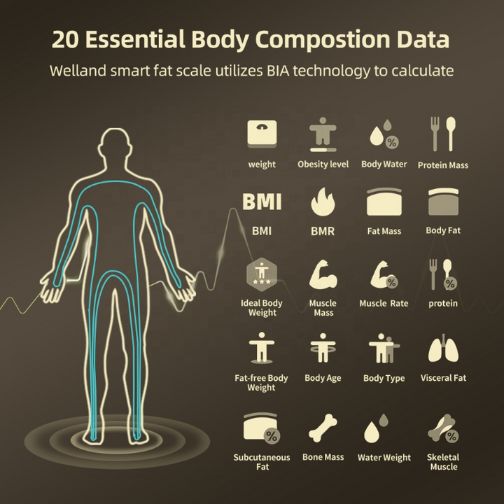 Premium Smart Body Fat Scale Digital Body Composition Scale Bluetooth BMI Tracker 180kg High Precision App Sync Rechargeable or AAA Home Daily Use