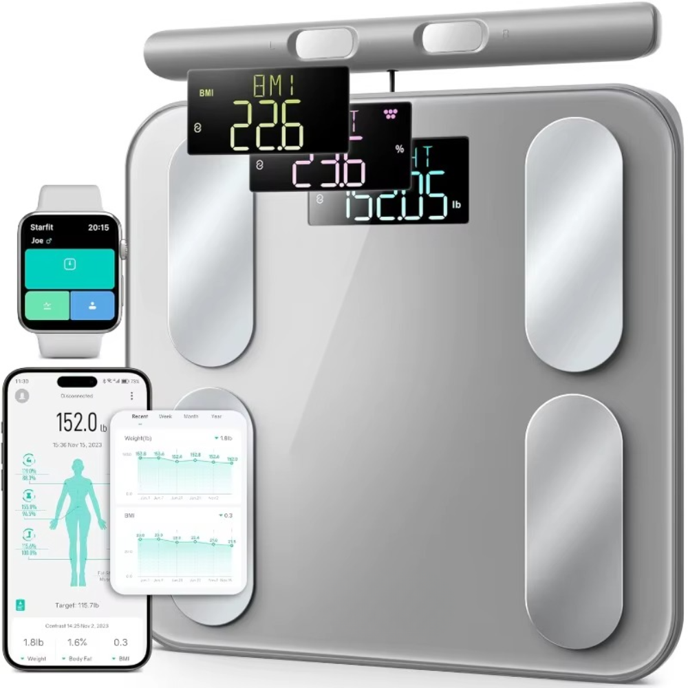 Premium Smart Body Fat Scale Digital Body Composition Scale Bluetooth BMI Tracker 180kg High Precision App Sync Rechargeable or AAA Home Daily Use