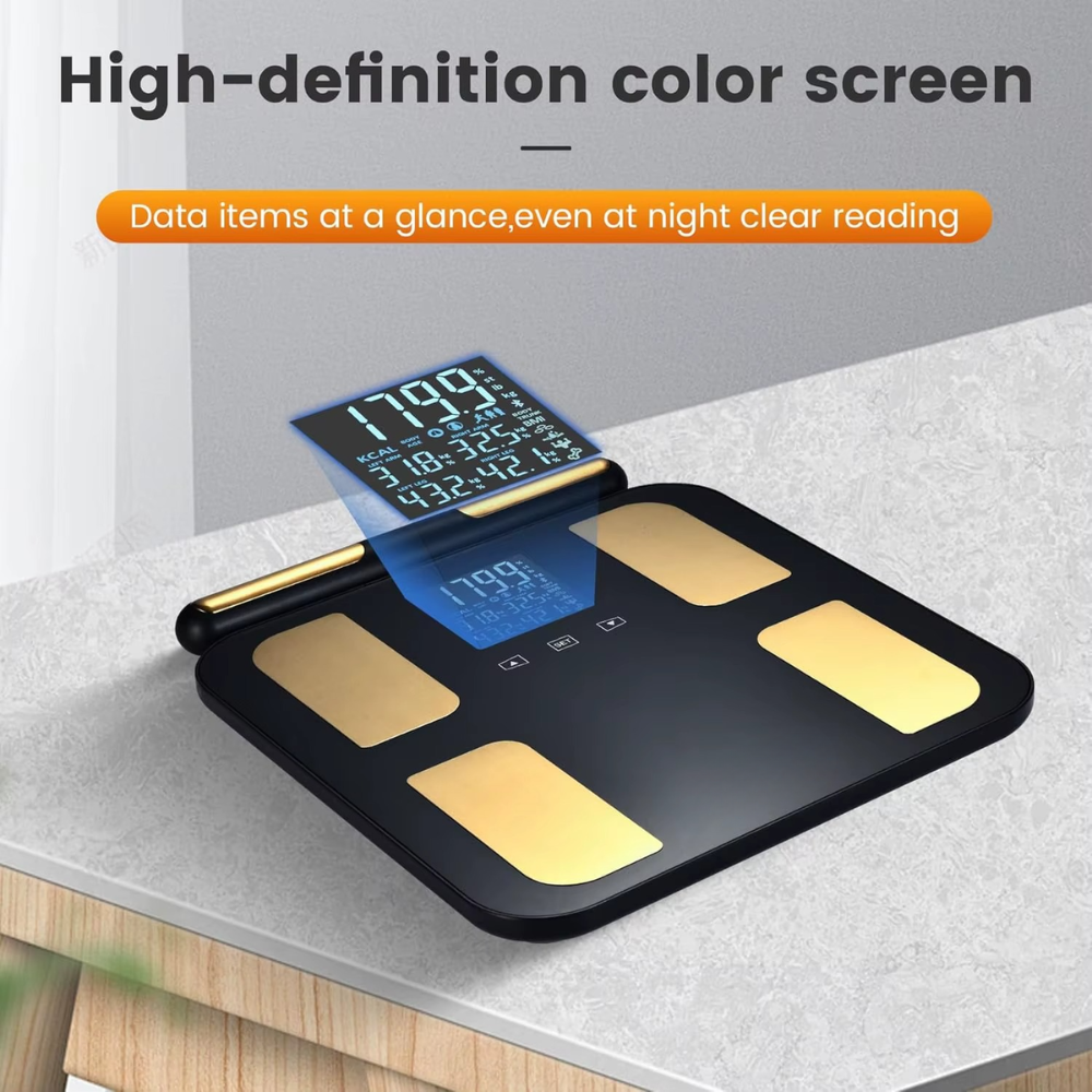 Premium Smart Body Fat Scale Digital Body Composition Scale Bluetooth BMI Tracker 180kg High Precision App Sync Rechargeable or AAA Home Daily Use
