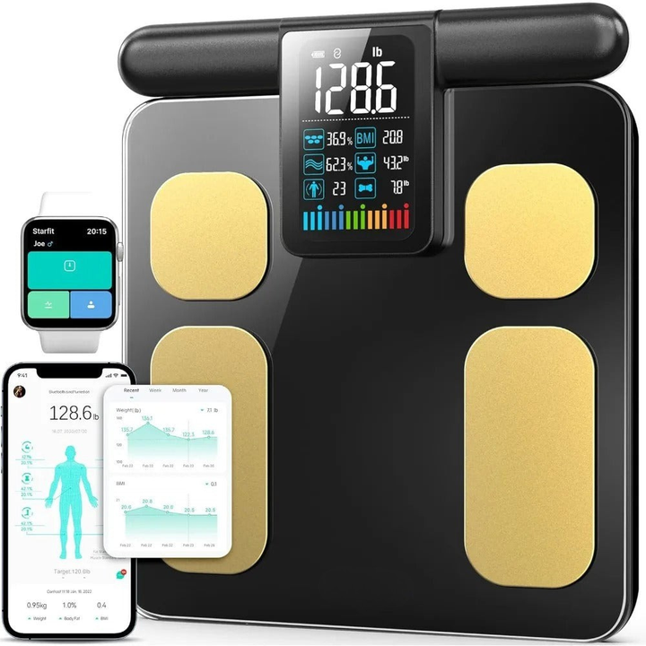 Premium Smart Body Fat Scale Digital Body Composition Scale Bluetooth BMI Tracker 180kg High Precision App Sync Rechargeable or AAA Home Daily Use