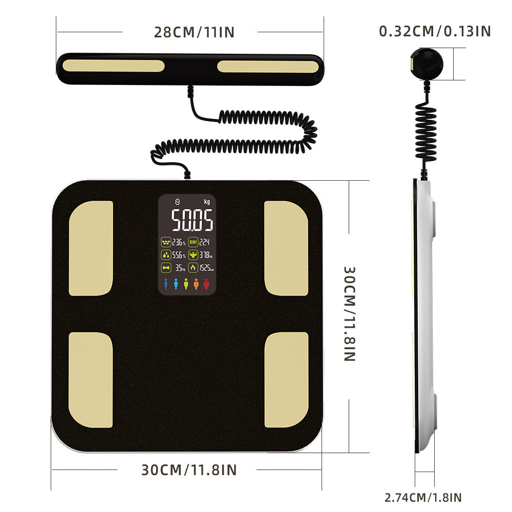 Premium Smart Body Fat Scale Digital Body Composition Scale Bluetooth BMI Tracker 180kg High Precision App Sync Rechargeable or AAA Home Daily Use