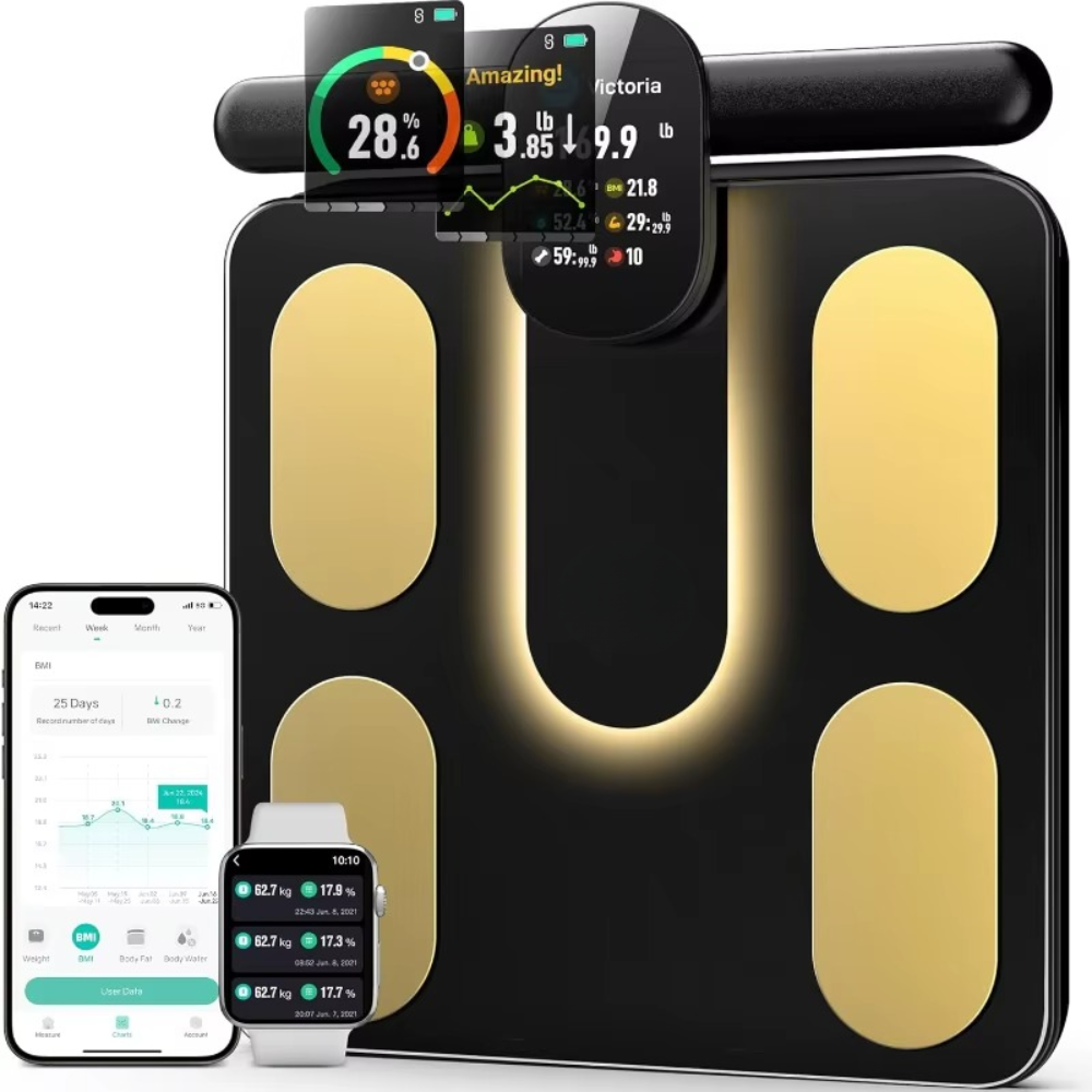 Premium Smart Body Fat Scale Digital Body Composition Scale Bluetooth BMI Tracker 180kg High Precision App Sync Rechargeable or AAA Home Daily Use