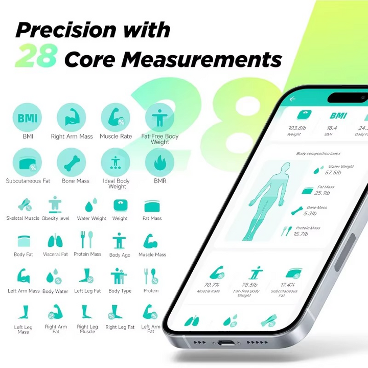 Premium Smart Body Fat Scale Digital Body Composition Scale Bluetooth BMI Tracker 180kg High Precision App Sync Rechargeable or AAA Home Daily Use