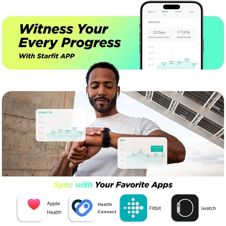 Premium Smart Body Fat Scale Digital Body Composition Scale Bluetooth BMI Tracker 180kg High Precision App Sync Rechargeable or AAA Home Daily Use