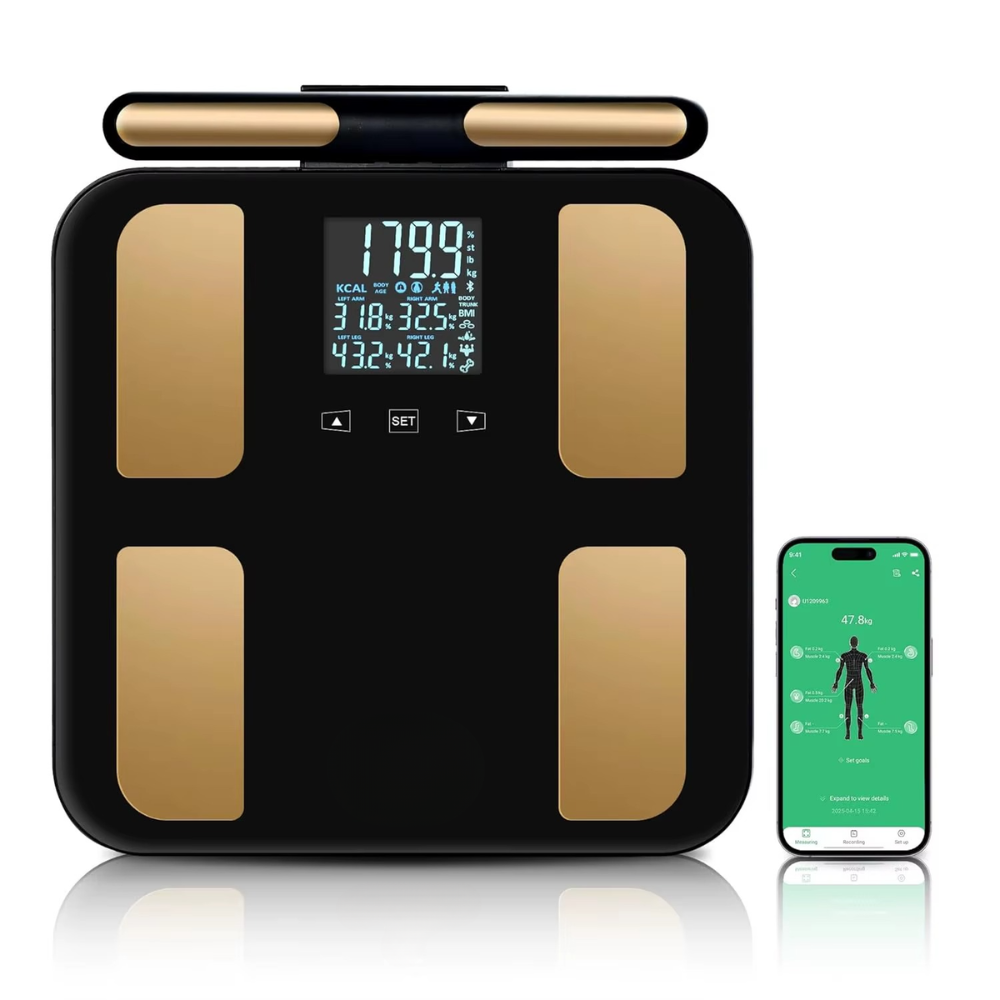 Premium Smart Body Fat Scale Digital Body Composition Scale Bluetooth BMI Tracker 180kg High Precision App Sync Rechargeable or AAA Home Daily Use