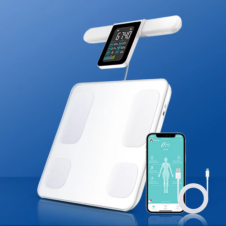 Premium Smart Body Fat Scale Digital Body Composition Scale Bluetooth BMI Tracker 180kg High Precision App Sync Rechargeable or AAA Home Daily Use