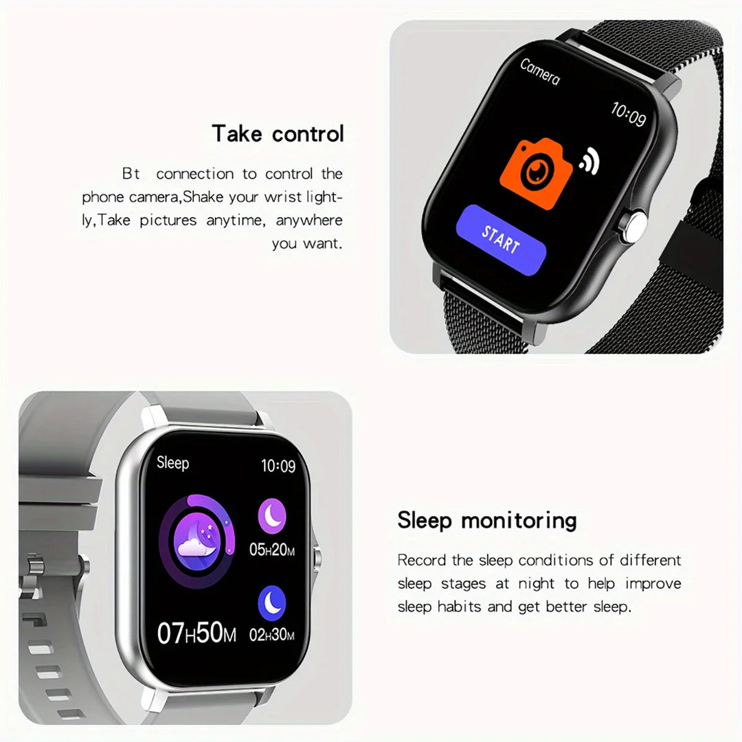 Premium Smartwatch 1.44 Inch Full Touch Bluetooth Calls IP67 Fitness Tracker Heart Rate Activity Tracker iOS Android Compatible Custom Dial