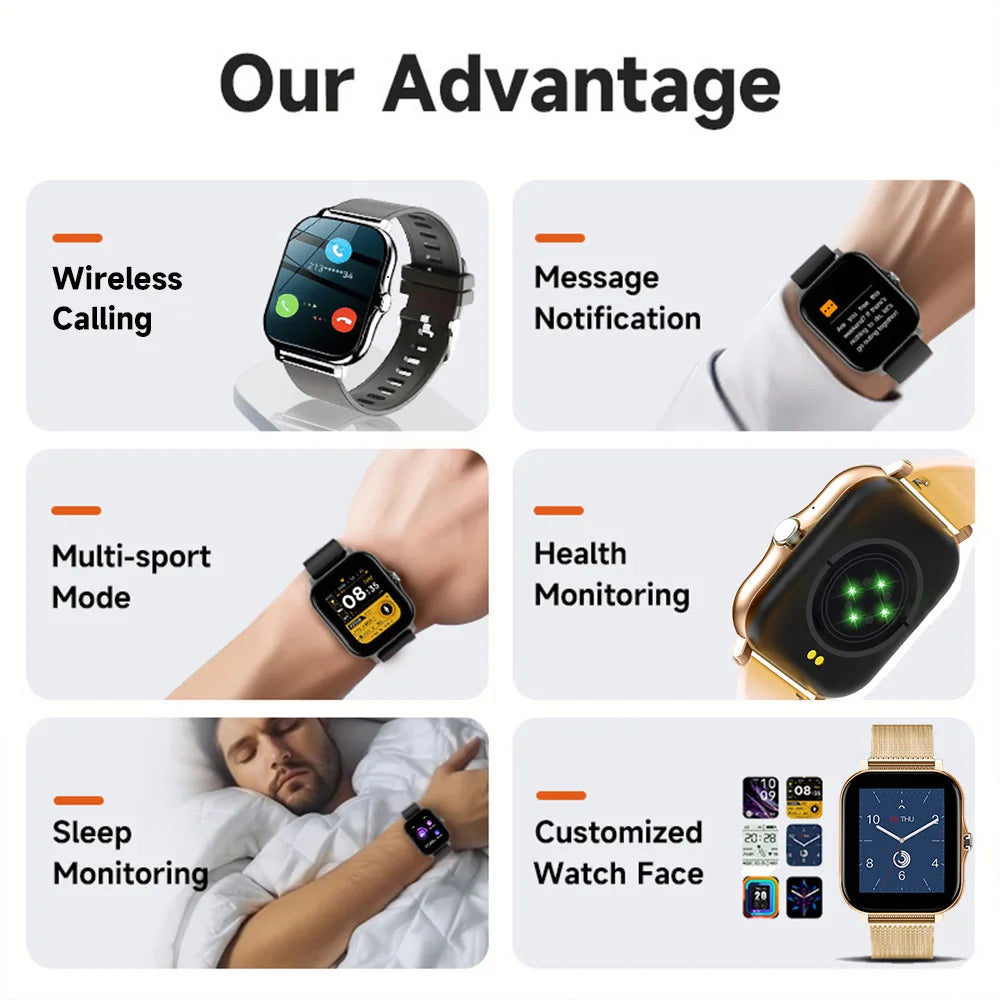 Premium Smartwatch 1.44 Inch Full Touch Bluetooth Calls IP67 Fitness Tracker Heart Rate Activity Tracker iOS Android Compatible Custom Dial