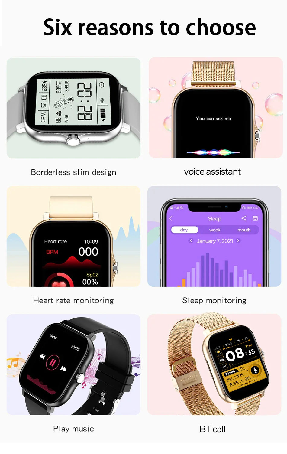 Premium Smartwatch 1.44 Inch Full Touch Bluetooth Calls IP67 Fitness Tracker Heart Rate Activity Tracker iOS Android Compatible Custom Dial