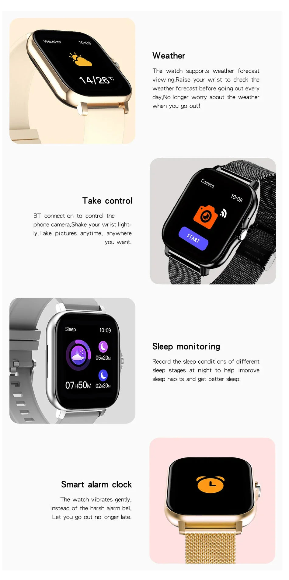 Premium Smartwatch 1.44 Inch Full Touch Bluetooth Calls IP67 Fitness Tracker Heart Rate Activity Tracker iOS Android Compatible Custom Dial