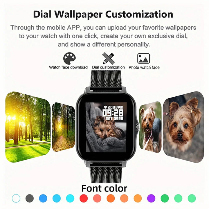 Premium Smartwatch 1.44 Inch Full Touch Bluetooth Calls IP67 Fitness Tracker Heart Rate Activity Tracker iOS Android Compatible Custom Dial