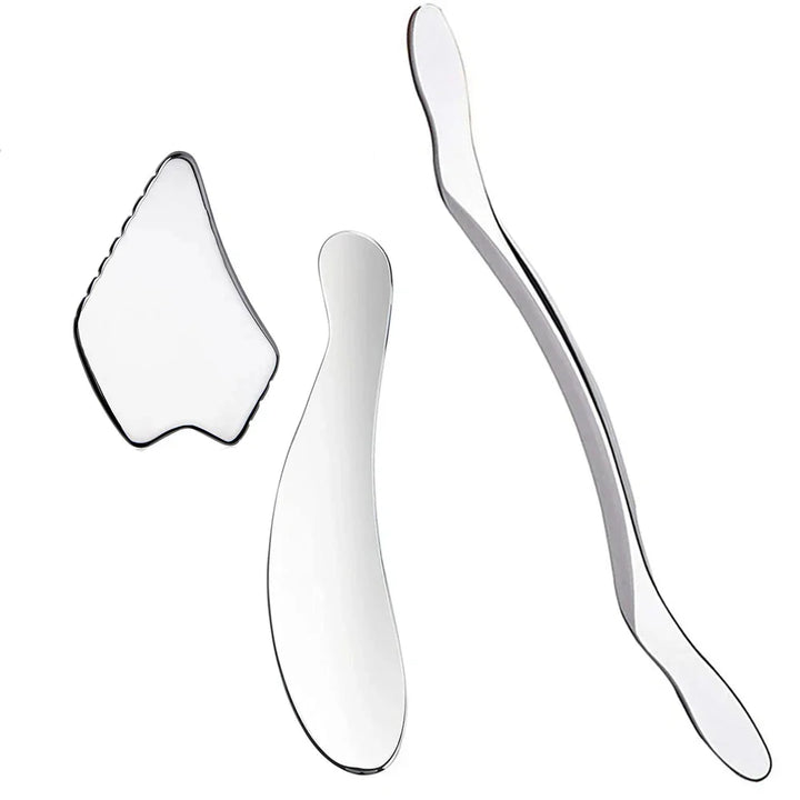Premium Stainless Steel Gua Sha Tool IASTM Scraper Body Massager Ergonomic Deep Tissue Tool Set 1 2 4 5 7pcs Portable for Home Gym Daily Use Comfort