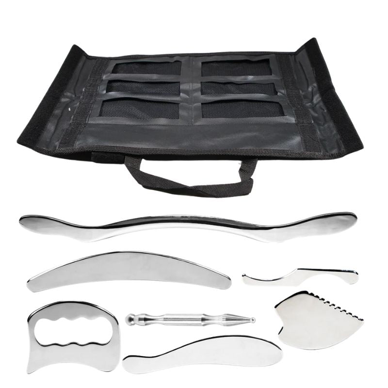 Premium Stainless Steel Gua Sha Tool IASTM Scraper Body Massager Ergonomic Deep Tissue Tool Set 1 2 4 5 7pcs Portable for Home Gym Daily Use Comfort