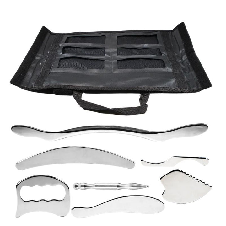 Premium Stainless Steel Gua Sha Tool IASTM Scraper Body Massager Ergonomic Deep Tissue Tool Set 1 2 4 5 7pcs Portable for Home Gym Daily Use Comfort