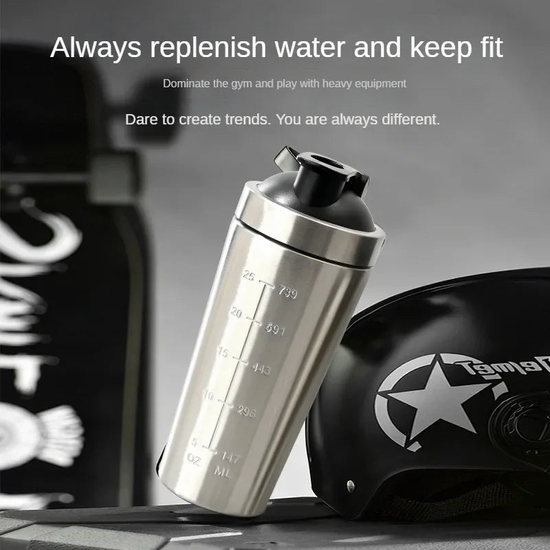 Premium Stainless Steel Shaker Bottle 500ML 750ML Protein Mixer Leak Proof Gym Fitness Cup with Steel Ball Portable for Smoothies Sports Drinks Daily Use